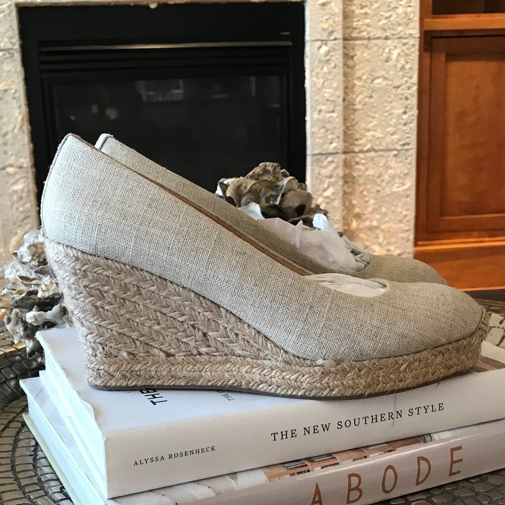 J. CREW SEVILLE METALLIC ESPADRILLE WEDGES - Picture 2 of 14